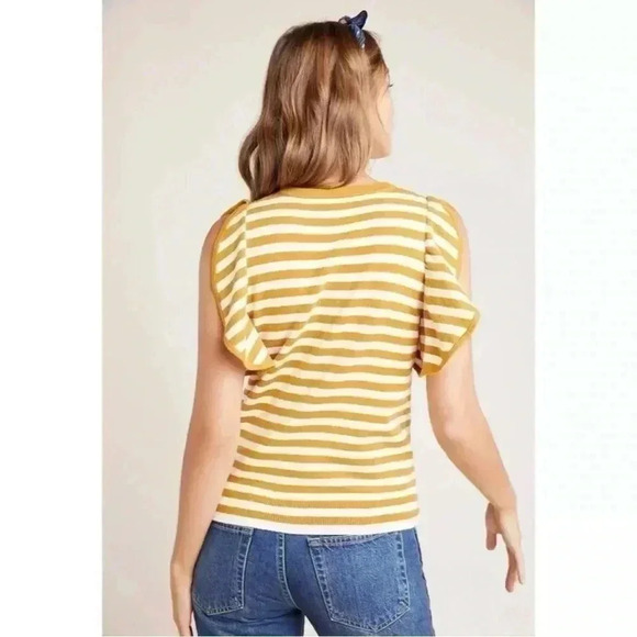 Anthropologie Jillian Striped Flutter Sleeve Sweater Size Small - Picture 7 of 10